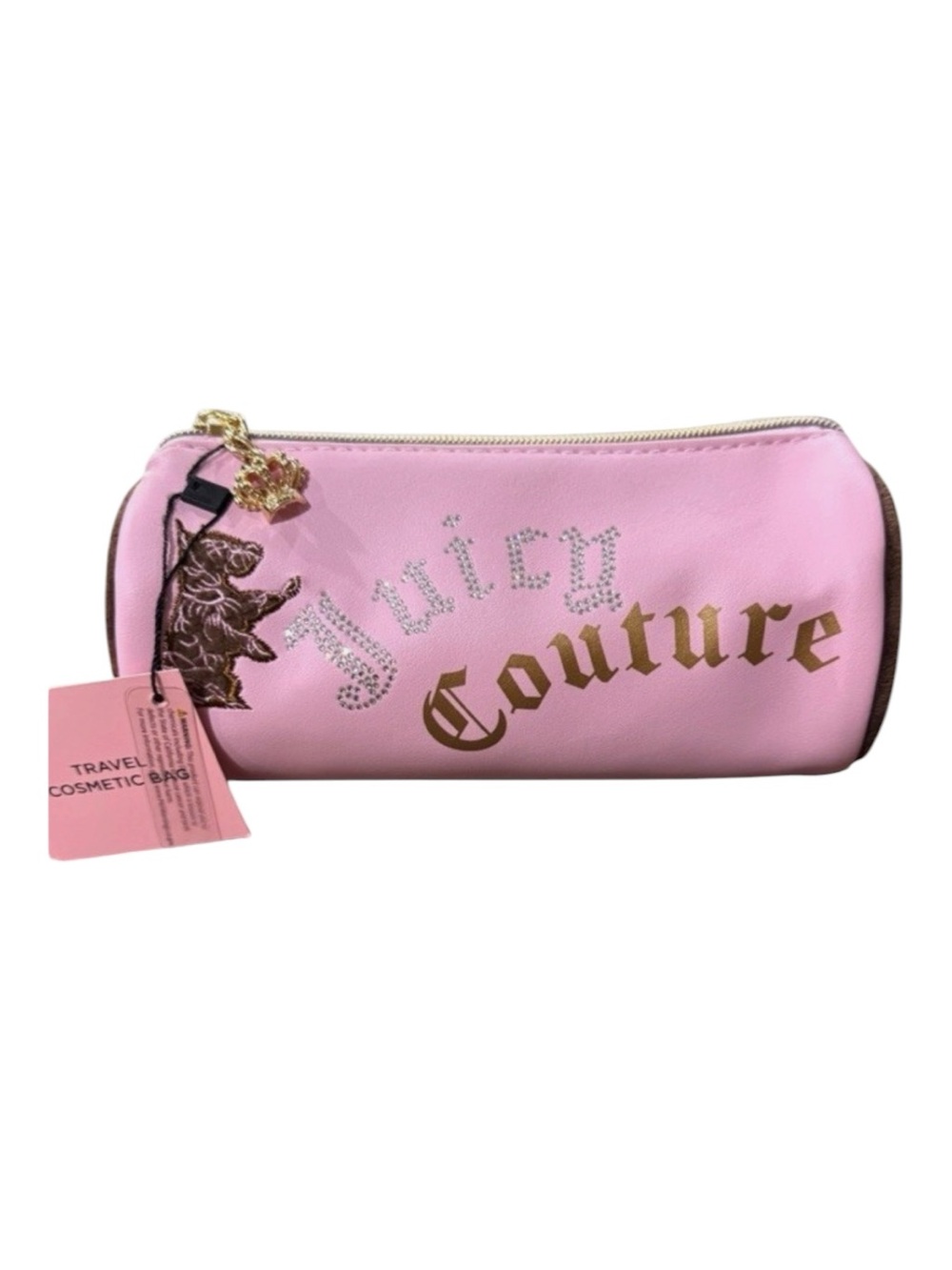 Juicy Couture Scottie dog & Logo Rhinestone mini tootsie barrel cosmetic bag NWT